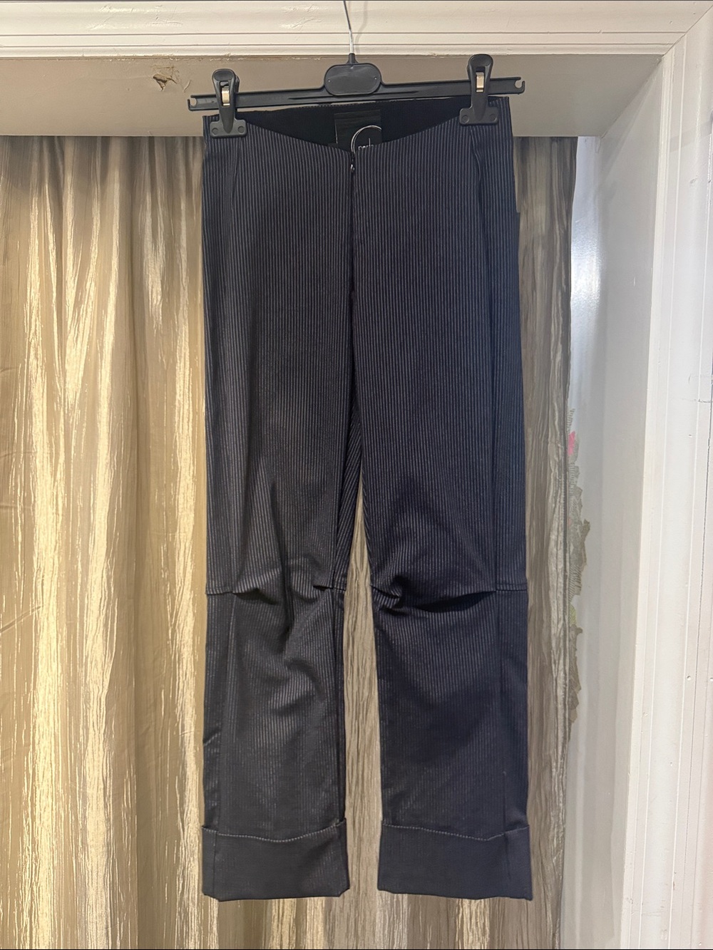 Porto Black Pinstripe Wide-Leg Trousers